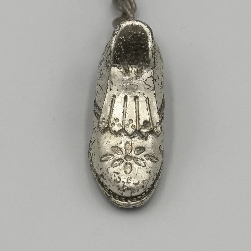 Vintage Battani Foot Joy Silver Shoe Keychain Charm‎ Silver Tone Shoe